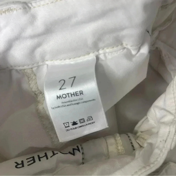 Mother The Straight Ankle Prep White Cropped Jeans Chalk Racer Stripe Size 27 - Picture 7 of 10